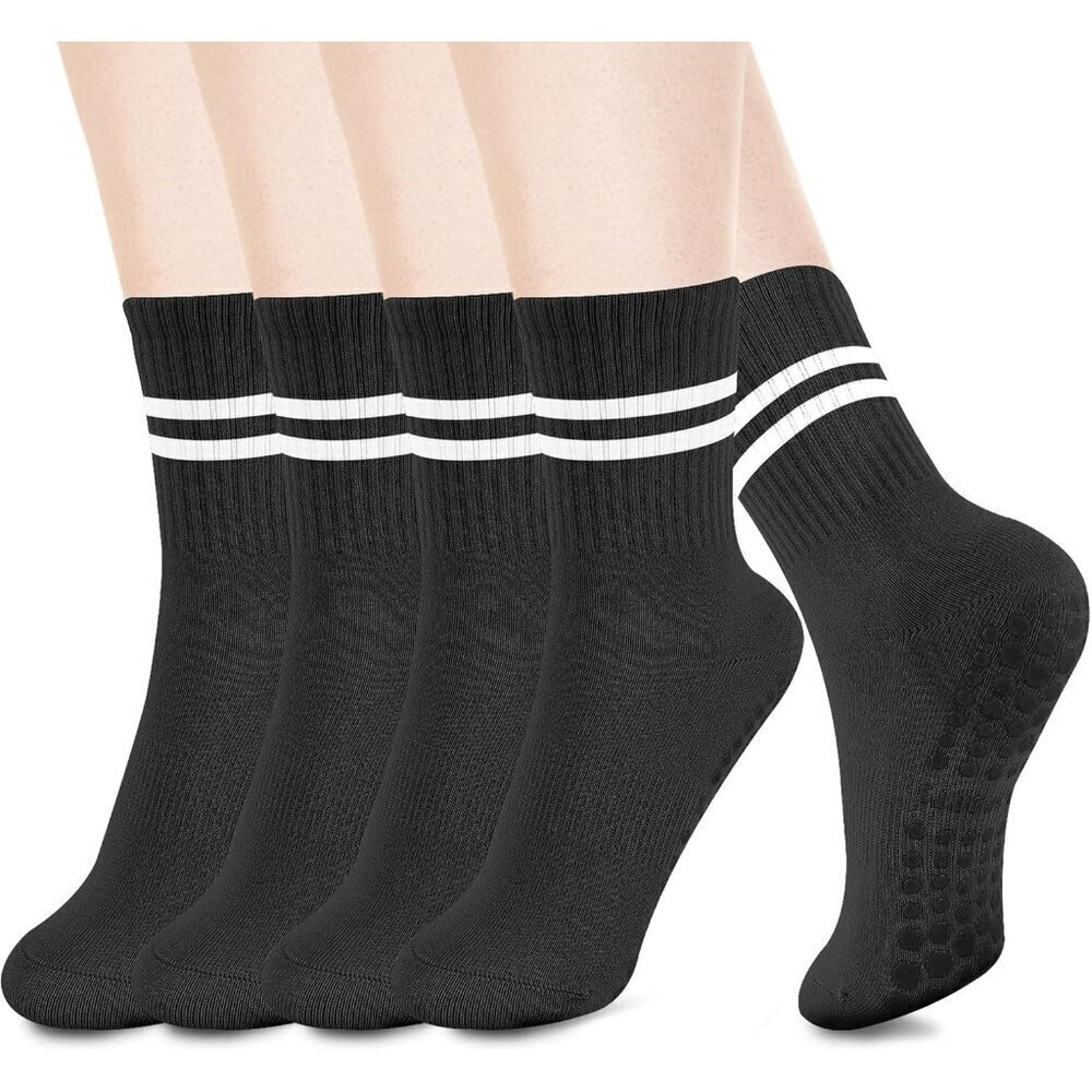 ❤️ Socks with Grips for Women  Non Skid Gripper Crew Socks for Yoga Hospital